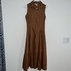 100% Linen Brown Maxi Dress